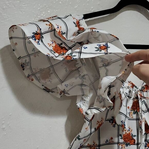 Zara Ruffled Shoulder Midi Dress Size M - Picture 11 of 16